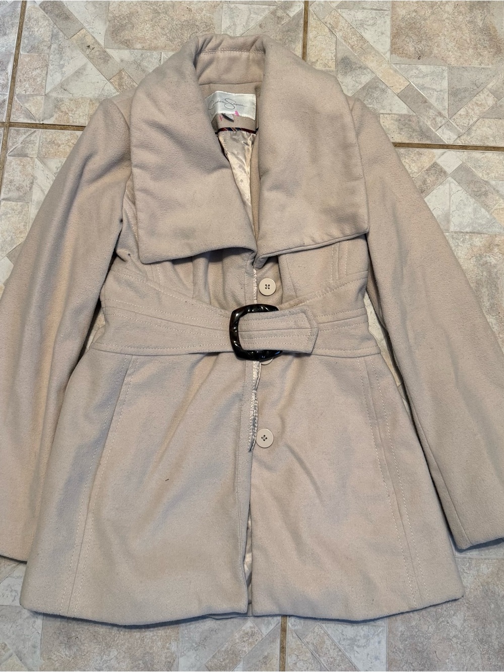Jessica Simpson Light Cream Belted Trench Coat
